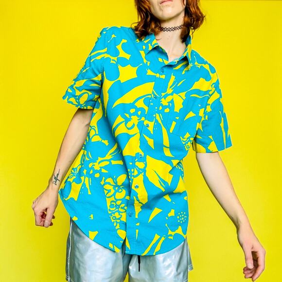 Abound Blue and Yellow Floral Hawaiian Shirt - Picture 2 of 9